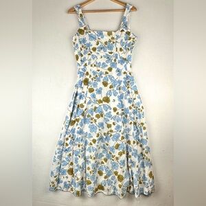 Joie Floral Linen Blend Maxi Dress Cottagecore Garden Tea